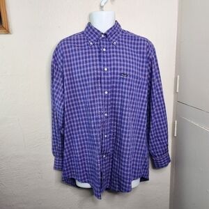Falconnable Shirt Men Medium Button Up Long Sleeve Plaid 100% Cotton